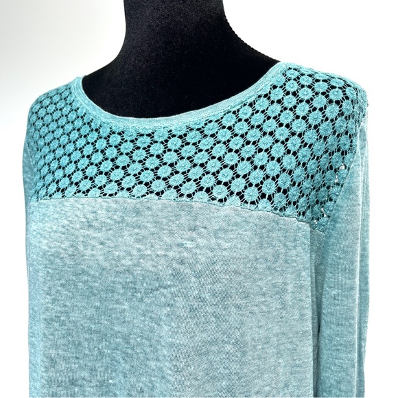 Anthropologie, Akemi + kin, Amis linen tunic top, with crochet lace. Size L - Picture 3 of 9